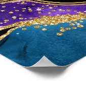 Lila und blaue Pfaue Agate Geburtstag Willkommen Poster (Ecke)