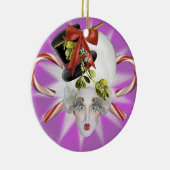 Lila und blaue Poppycock Verzierung Keramik Ornament (Rechts)