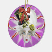 Lila und blaue Poppycock Verzierung Keramik Ornament (Links)