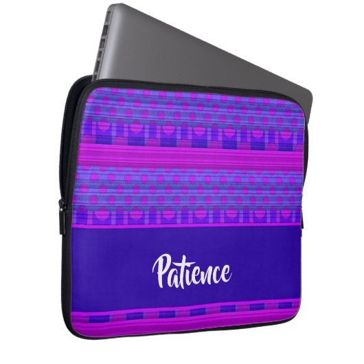 Lila und blaue Punkte und Streifen Laptopschutzhülle (Vorne Rechts)