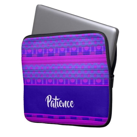 Lila und blaue Punkte und Streifen Laptopschutzhülle (Vorderseite Links)