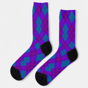 Lila und blaue Raute Socken
