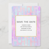 Lila und blaue Rechteck-Formen auf rosa Hochzeit Save The Date (Vorderseite)