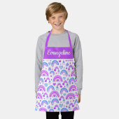 Lila und blaue Regenbogen-All-over-Print-Schürze Schürze (Getragen)