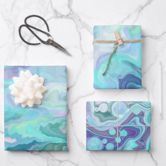 Lila und blaue Rhapsodie | Abstrakte Kunst Geschenkpapier Set (Vorderseite)