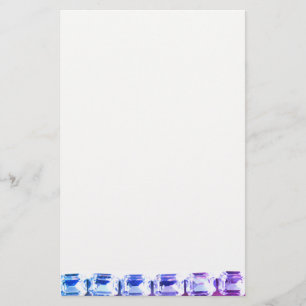 Lila und blaue Rhinestones - Vintager Schmuck Briefpapier