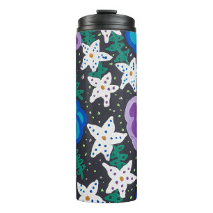 Lila und blaue Rose  Thermosbecher