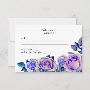 Lila und blaue Rosen Hochzeit RSVP Florale Antwort