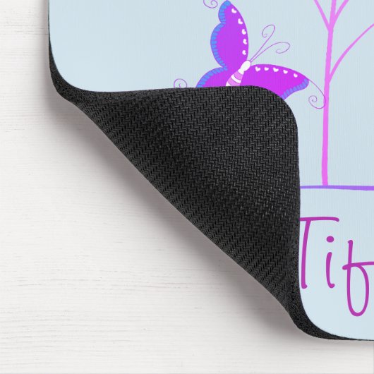 Lila und blaue Schmetterlinge Mousepad (Ecke)