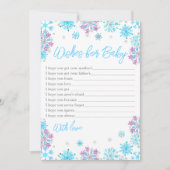 Lila und blaue Schneeflocken für Baby Einladung (Vorderseite)