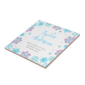 Lila und blaue Schneeflocken Geburtsstunde Fliese (Seite)