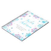 Lila und blaue Schneeflocken Geburtsstunde Notizblock (Linke Seite)