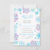 Lila und blaue Schneeflocken Wintermesse RSVP Karte (Vorderseite)