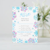 Lila und blaue Schneeflocken Wintermesse RSVP Karte (Stehend Vorderseite)