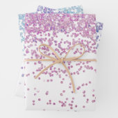 Lila und blaue Sequenzer-Glitzern Geschenkpapier Set (Beispiel)