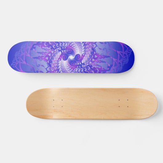 Lila und blaue Spiralen: Skateboard (Horizontal)