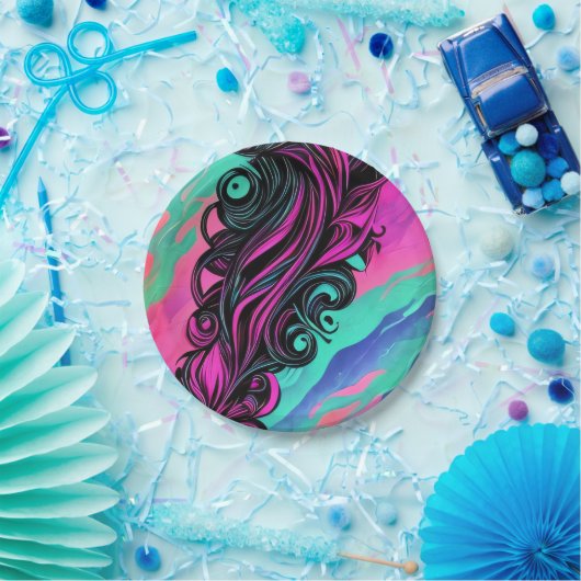 Lila und blaue Swirl Kunstplatte Pappteller (Party)