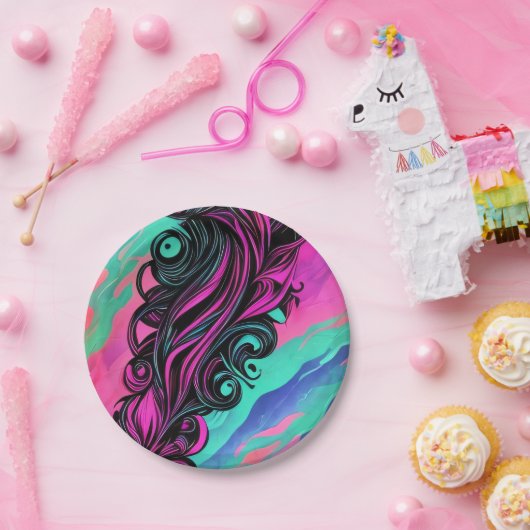 Lila und blaue Swirl Kunstplatte Pappteller (Party)