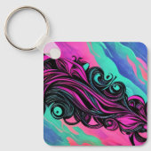 Lila und blaue Swirl Kunstplatte Schlüsselanhänger (Vorderseite)