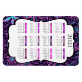 Lila und blaue tropische Blätter | Kalender 2021 Magnet (Horizontal)