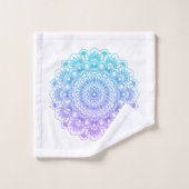 Lila und blaue verzierte Mandala Badhandtuch Set (Waschlappen)