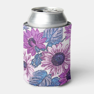 Lila und blaue Vintage-Blumenkunst Dosenkühler
