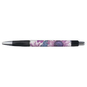Lila und blaue Vintage-Blumenmuster Kugelschreiber