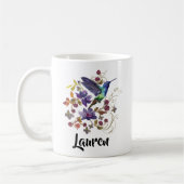 Lila und blaue Wasserfarbe Hummingbird Blumenkoff Kaffeetasse (Links)