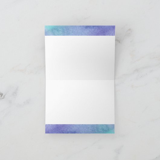 Lila und blaue Wasserfarbe mit White Dankeschön Dankeskarte (Innenseite)