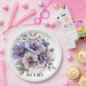 Lila und blaue Wasserfarbenhochzeit Pappteller (Party)