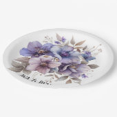 Lila und blaue Wasserfarbenhochzeit Pappteller (Schrägansicht)