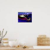 Lila und blaue Waves Poster (Küche)