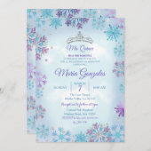 Lila und blaue Weihnachtsfeiertage Einladung (Vorne/Hinten)