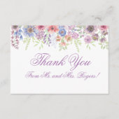Lila und blaue Wildblume Vielen Dank Begleitkarte (Vorderseite)