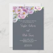 Lila und blaue Wildblumen Gray Garden Wedding Einladung (Vorderseite)