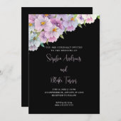 Lila und blaue Wildblumen Schwarzer Garten Hochzei Einladung (Vorne/Hinten)