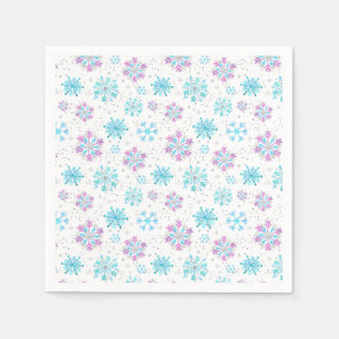 Lila und blaue Winterschneeflocken Serviette