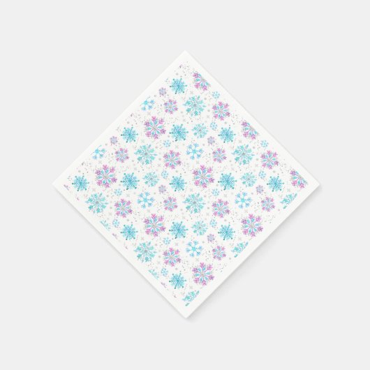 Lila und blaue Winterschneeflocken Serviette (Ecke)
