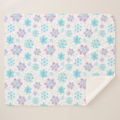 Lila und blaue Winterschneeflocken Sherpadecke (Vorderseite (Horizontal))