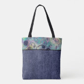 Lila und blaue Wirbel und Denim Tasche (Rückseite)