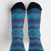 Lila und blaue Zig-Zag-Crochet-Socken Socken (Oben)