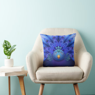 Lila- und blauelektrischer Pfauen-Mandala-Tote Kissen