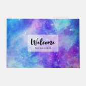 Lila und blauer Galaxiebereich Abstrakter Empfang Fußmatte (Vorderseite)