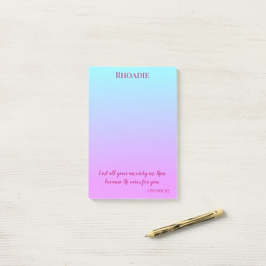 Lila und blauer Hübscher Inspirationsfrieden Post-it Klebezettel (Auf Schreibtisch)