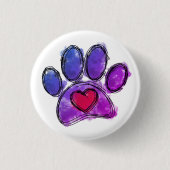 Lila und blauer Hundeschuh, der Wasserfarbe Zeichn Button (Vorderseite)