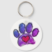 Lila und blauer Hundeschuh, der Wasserfarbe Zeichn Schlüsselanhänger (Rückseite)