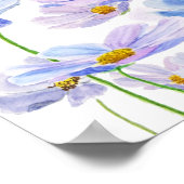 lila und blauer Kosmos Blume Aquarell Poster (Ecke)