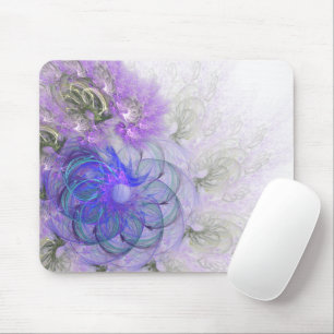 Lila und blauer Lacy abstrakter Blumen-Entwurf Mousepad