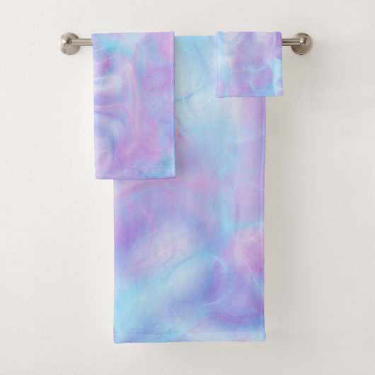 lila und blauer Marmor abstrakt Badhandtuch Set (Insitu)