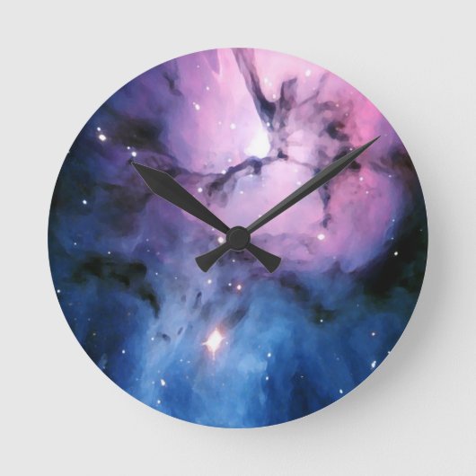 Lila und blauer Nebel Runde Wanduhr (Vorderseite)